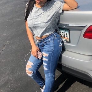 Gray Crop Top